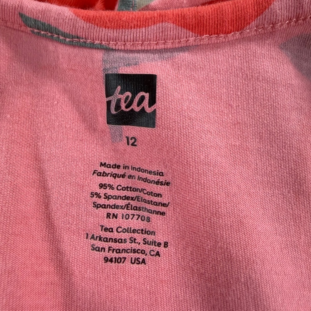 Tea Collection Kids Pink Red Apple Print Long Sleeve Ruffle Skater Dress 12 - Picture 4 of 8